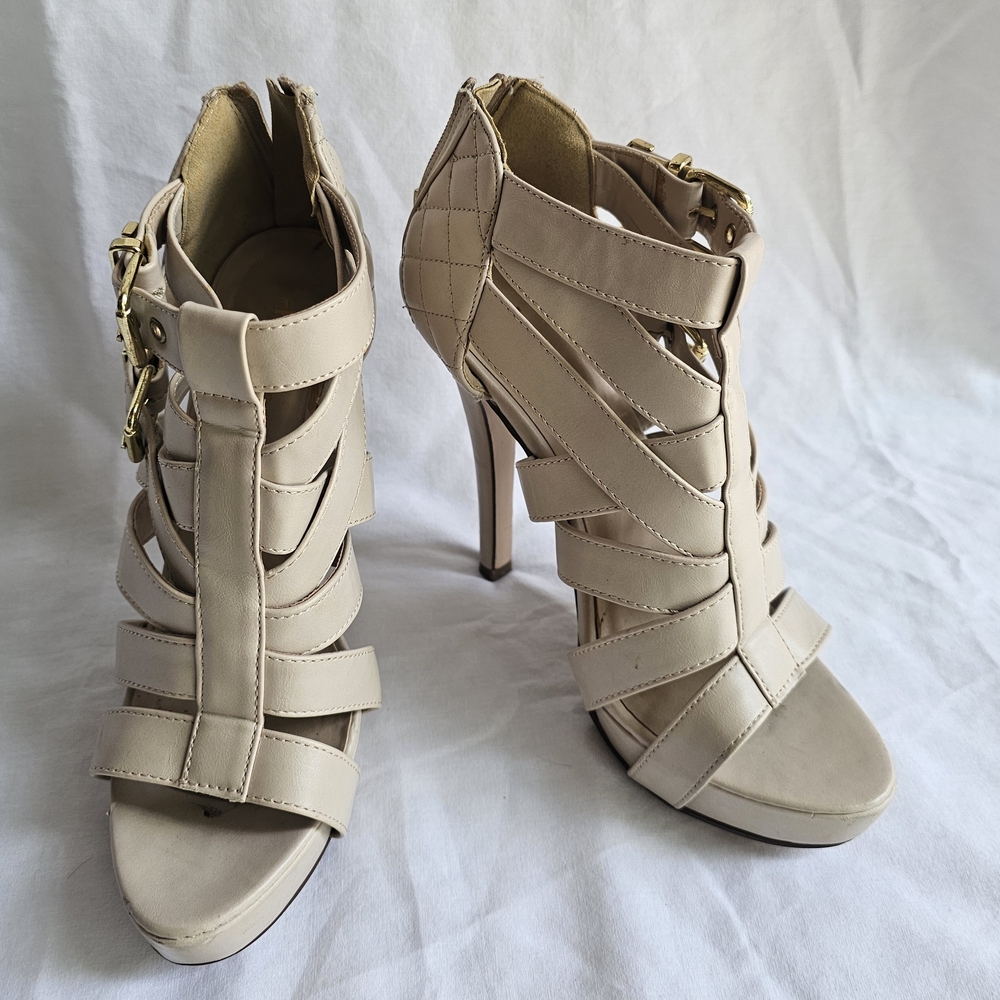 Elegant Beige Strappy Heels